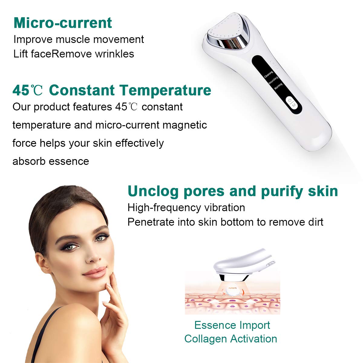 FPKOMD Face Massager Vibration Hot Deep Nourishing Skin Care Facial Massage Device for Wrinkles Removal Firming Lifting Refreshing Deep Cleansing and Anti-aging: Beauty