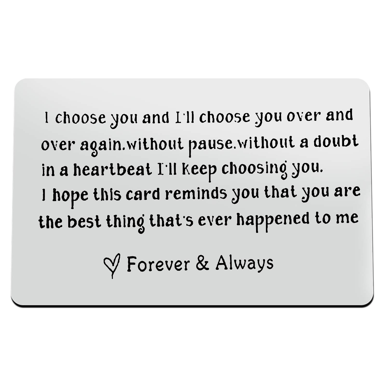 Engraved Wallet Insert Card for Men Anniversary Card Gifts for Husband Boyfriend I Choose You Wallet Cards Valentines Gifts for Men Him Birthday Gifts Wedding Day Gift for Groom Fiance Fathers Day