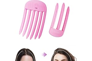 TERPINK 2 Pack Wind Shaping Styling Comb for Fluffy Bangs for Volume and Heatless Curls, Quick Hair Styling Tools Volumizing Hair Clips for All Hair Types No-Trace Hair Root Lifting Clips Men Women (Hot Pink)