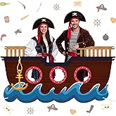 HunnmingRe Large Pirate Party Decoration Photo Backdrop,Boat | Fabric Ship Wheel Photo Background, for Nautical Party Favor