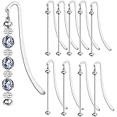 Frinnovan 10 Packs Beadable Bookmarks with Blank Bar Bulk Metal DIY Bookmark for Beads Jewelry Pendants Charms Beading Marks Craft Book Lovers Office Supplies (Silver)