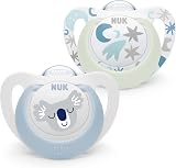 NUK Star Baby Dummy 0-6 Months Day Night Soothers Silicone Blue Koala 2 Count view 1