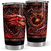 SANDJEST Dragon Tumbler 20oz Stainless Steel Insulated Coffee Travel Mug Cup for Men Dragon Gifts for Birthday Christmas Fathers Day