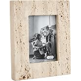 Mud Pie Cream Travertine Frame, Small, 9.5" x 7.5"