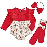 Saliuentm Infant Baby Girl Halloween Outfit Ruffle Sleeve Ghost Pumpkin Print Romper Onesie and Socks Cute Halloween Clothes