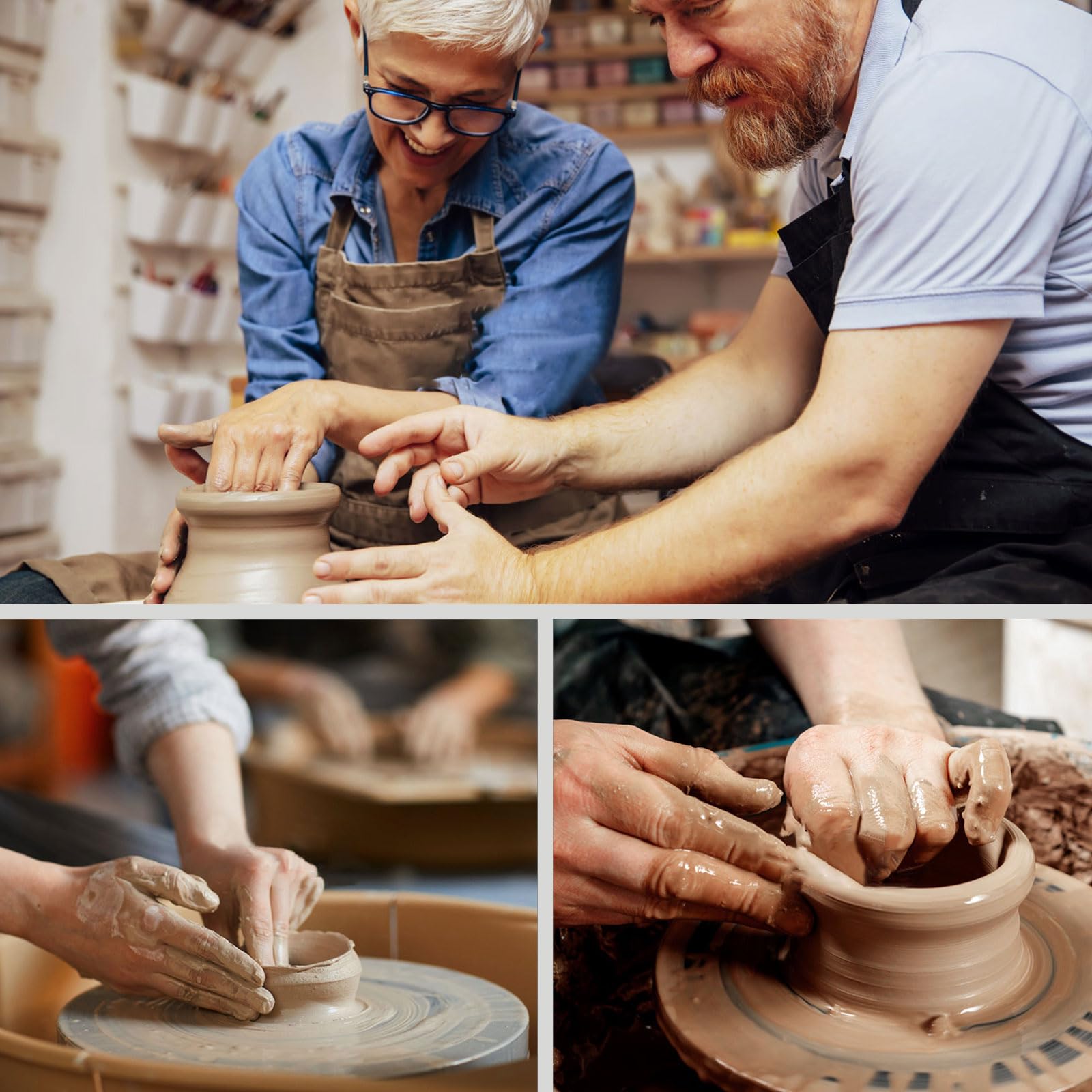 White Ceramic Vase, GUKJOB Flower Vase Ceramic Vase for Flowers, Decorative White Vase for Pampas Grass, Small Vase for Home Living Room Dining Table Farmhouse Office Decor (White) - Image 7