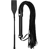 Leather Riding Crop for Adult Play, Faux Leather Riding Flogger Whip Black 18" for Play Paddle for Adults