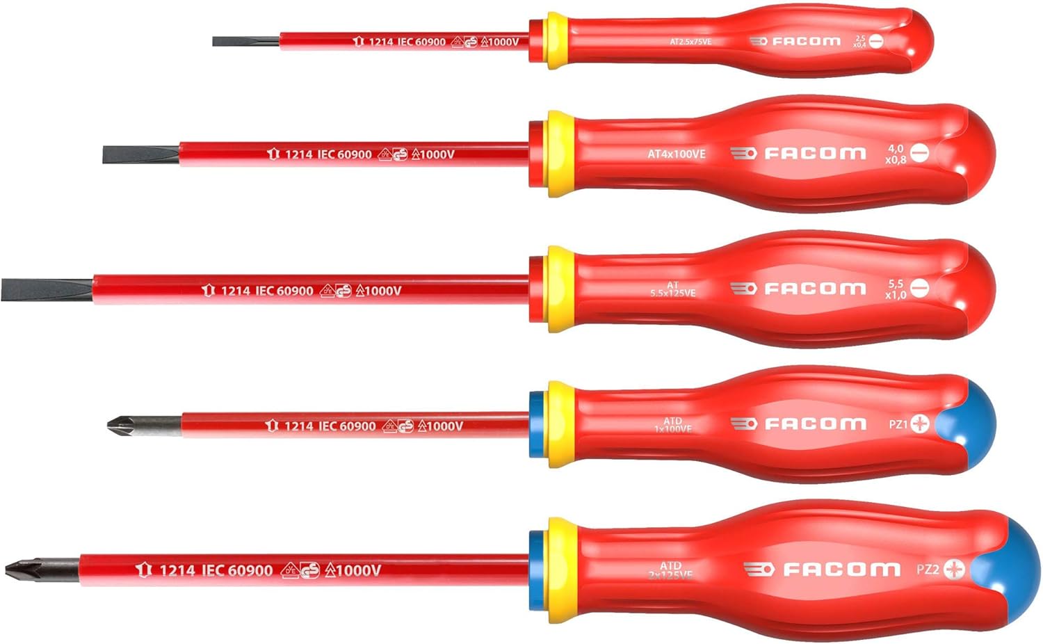 FACOM Screwdriver Set, Multi, 5 Pieces, Rouge