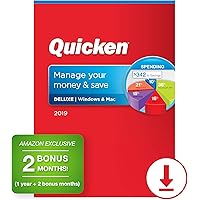 Quicken Deluxe 2019 Personal Finance & Budgeting Software [PC/Mac Download] 1-Year Subscription + 2 Bonus Months [Amazon Exclusive]
