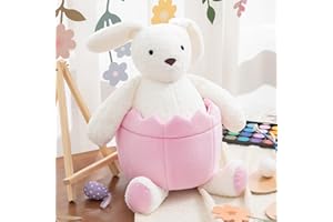 Ashler Easter Bunny Shaped Pillow, Easter Egg Throw Pillow, Soft Velvet Egg Cushion with 3D Rabbit, Spring Decor for Couch, B