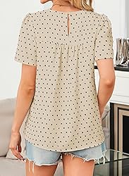 Falechay Apricot-Black Dots Tops for Women Cute