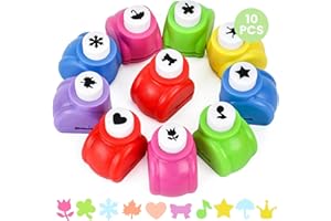 LOVEINUSA 10 Pack Multicolored Shape Paper Hole Punch Craft Set for DIY Crafting, Scrapbooking, Handmade Greeting Cards, Photo Albums, Mini Cutter Nail, and Festival Cards Projects