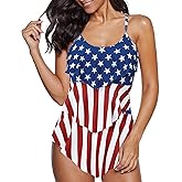 Century Star Womens Athletic One Piece Retro Flounce Swimsuits Ruffled Tiered Tummy Control Swimwear Plus Bathing Suits
