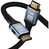 HOTUTUKI 16K 8K HDMI 2.2 Cable 96Gbps 3.3T/1M, Ultra High Speed HDMI Gaming Cord Support 4K@480Hz 8K@240Hz, HDCP 2.2&2.3, Dynamic HDR, eARC,DTS:X, Compatible with PC/Monitor TV/HDTV/PS5/Blu-ray