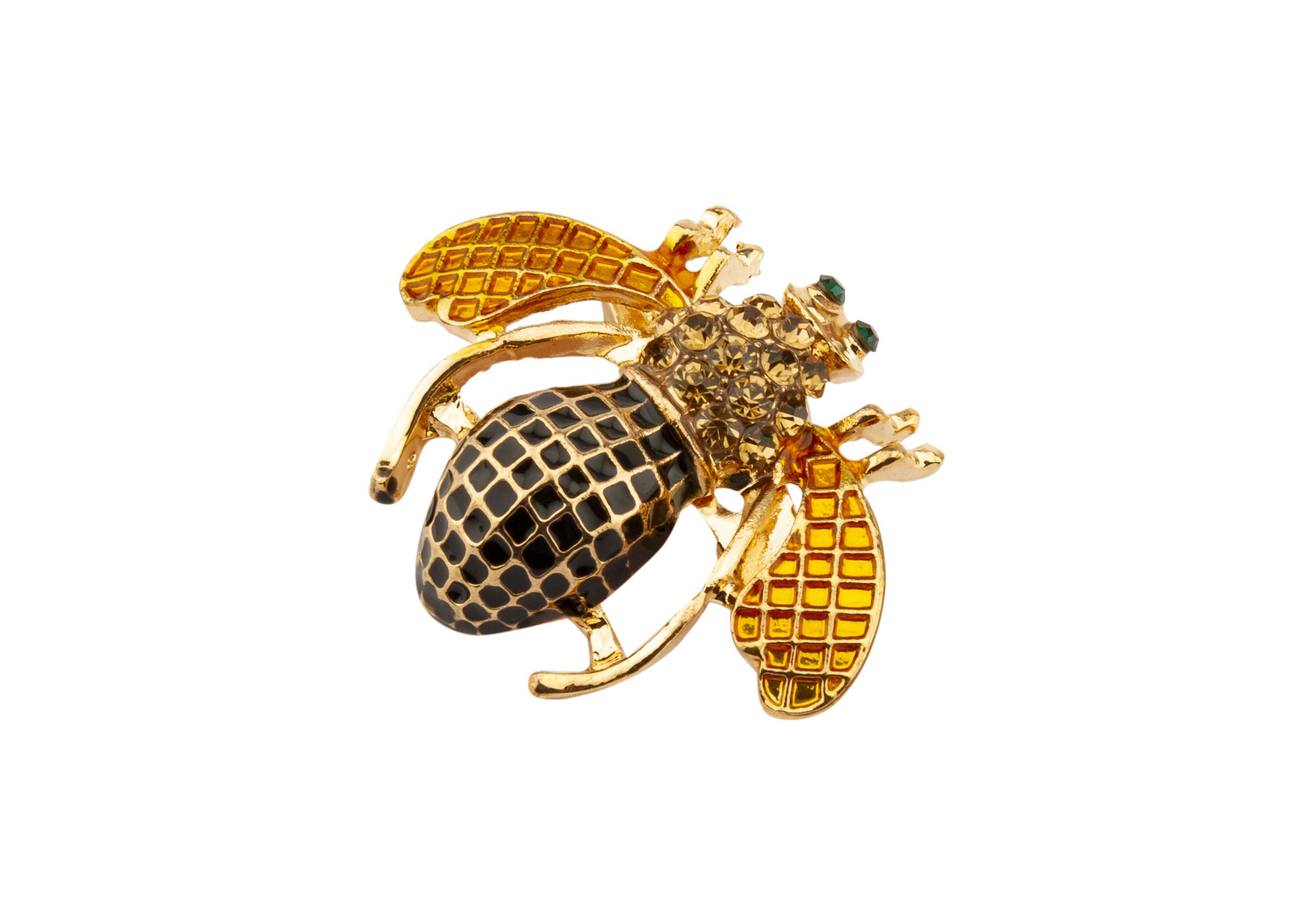 Brooch Lapel Pin for Men Black and Gold Bee with Honey Colour Enamel Stone Detailing Lapel Pin Badge Coat Suit Wedding Gift Party Shirt Collar Accessories