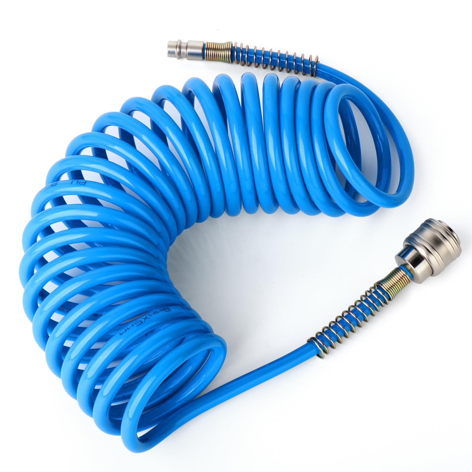 ERGAOBOY 1Pcs 8mm Polyurethane Air Compressor Hose, 5m Blue Retractable Hose, Quick Coupler