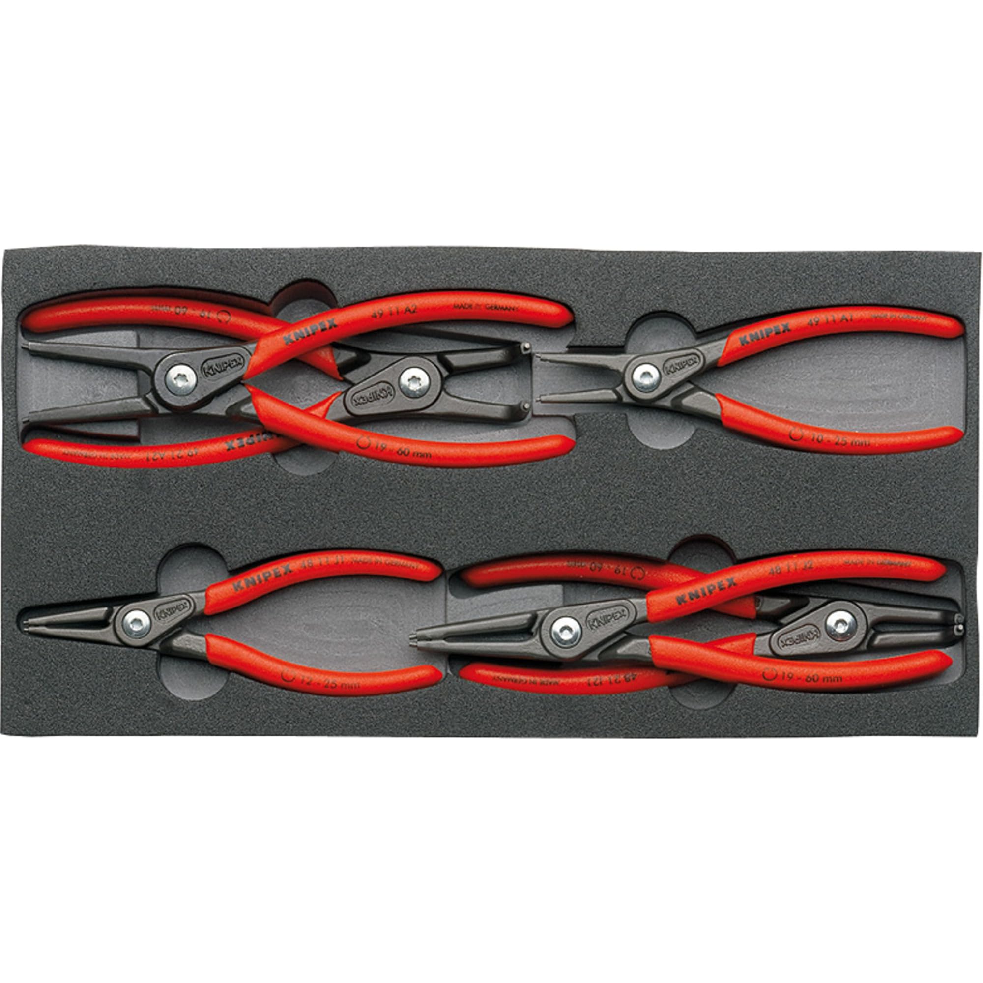 KNIPEX Precision Circlip Pliers Set in a Foam Tray 6 Parts, 00 20 01 V02