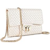 AUYKERUN Women's Textured PU Quilted Crossbody Bag - Small Flap Cell Phone Purse with Adjustable Gold Chain Strap