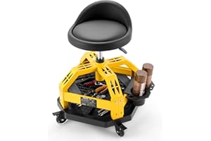 VEVOR Rolling Shop Stool with Wheels, 19.7"-25.6" Adjustable Height, 360° Swivel, 330 lbs Capacity, Garage Work Mechanic Stoo