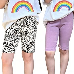 VEOAY 2-12 Years Cotton Girls Biker Shorts Elastic Waist Active Bottoms for Kids Running Dance Volleyball Outdoor Play