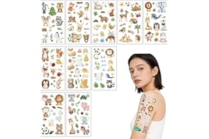 Animal Temporary Tattoo Set for Kids – 10 Sheets of Mixed Cute Designs, Great Stocking Stuffers, Birthday Party Favors, Goodi