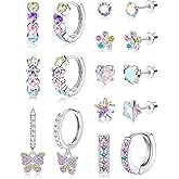Jstyle Hypoallergenic Earrings for Girls Women Surgical Stainless Steel Hoop Earrings for Sensitive Ears Screw Back Stud Earrings Set Cute Girls Toddler Earrings Kids Earrings Jewelry for Teen Girls