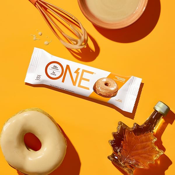 ONE PROTEIN BAR, MAPLE GLAZED DOUGHNUT, 2.12 OZ., GLUTEN-FREE PROTEIN BAR WITH HIGH PROTEIN (20G) AND LOW SUGAR (1G), GUILT FREE SNACKING FOR HEALTHY DIETS