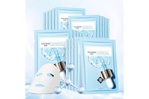 YAFUSIPE Face Mask Skin Care Hydrating Anti Aging Facial Mask Hyaluronic Acid Sheet Pack Deep Moisturizing Hydration Facemask Sheets for Women SkinCare Beauty Smoothing Rejuvenating Growing Gifts10 Sheets