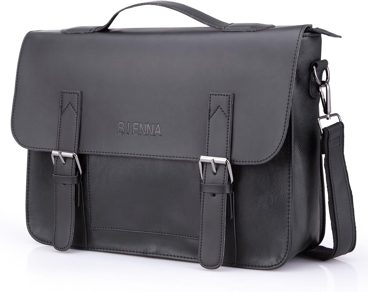 Mens Messenger Bag, Vintage Briefcase PU Leather Satchel 14" Laptop