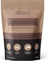 JUST INGREDIENTS Chocolate Protein Powder - Grass-Fed Whey - 20 Servings | 22g Per Scoop, Grass Fed Isolate, Pea Pumpkin Chia