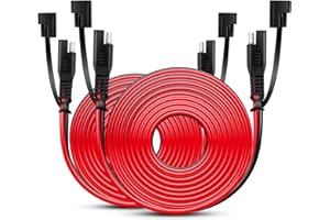 Nilight 2PCS 12FT SAE to SAE Extension Cable 16AWG 2 Pin Wire Cord Harness with 12V-24V DC Quick Connect Disconnect Connector with Dust Cap