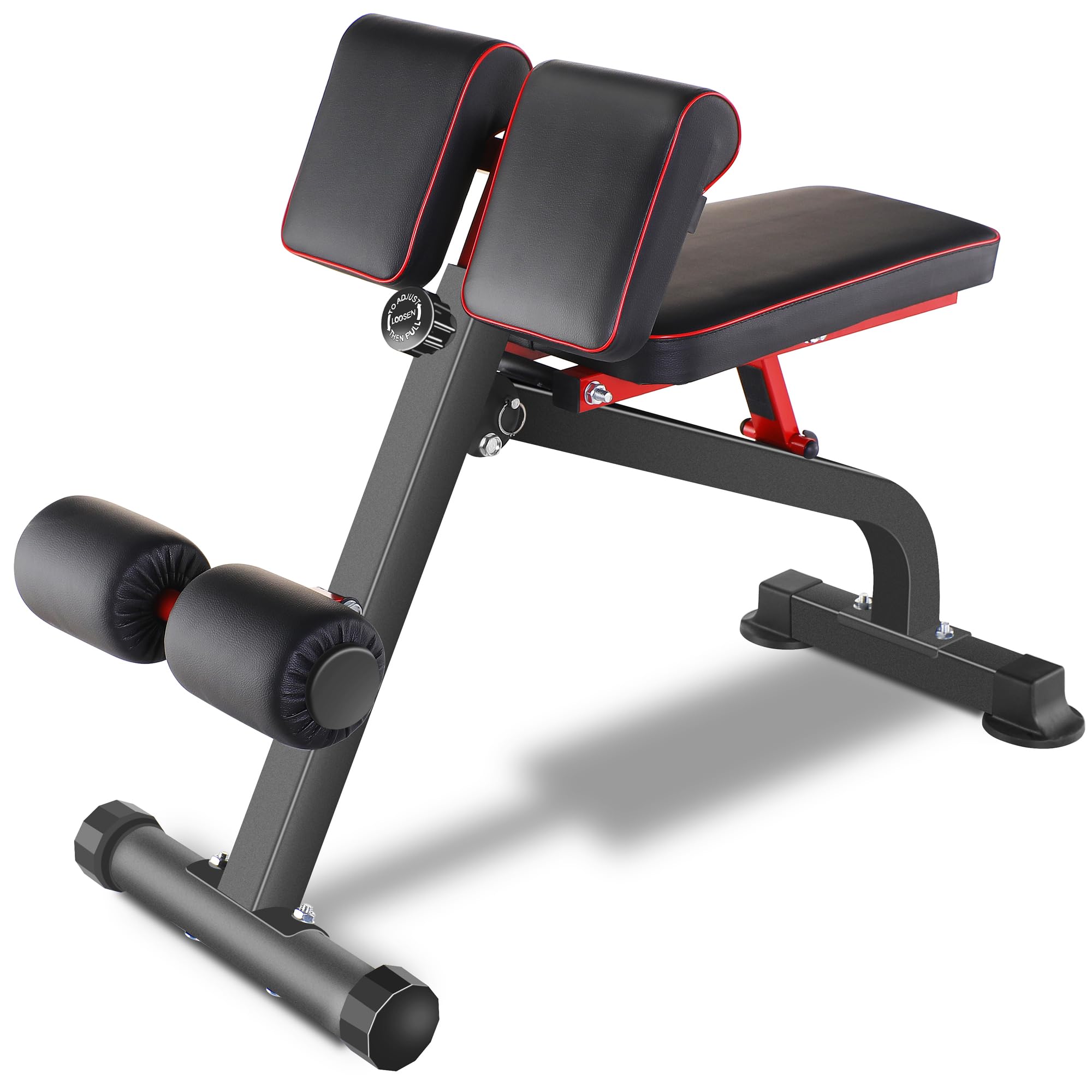 Photo 1 of BODY RHYTHM Compact Adjustable Weighted Bench for Full Strength Training, Ab/Back Hyper Roman Chair, Ab Sit up Bench, Incline Decline Flat Hyperextension Back Extension Machine (Black) (YYBR01)