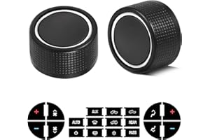 VOFONO Rear Radio Volume Control Knob Button with AC Dash Button Stickers Repair Kit for Select GM Vehicles for 07-14 Chevrolet Chevy GMC Buick Cadillac,Replacement GM 22912547 (Pack of 2)