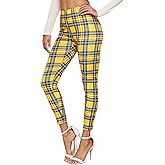 Floerns Women's Plaid High Waist Active Workout Sport Tights Pants Leggings