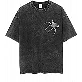 EMMIOL Men's Spider Graphic Grunge T Shirts Crew Neck Loose Fit Tees Solid Streetwear Cotton Tops Vintage Design