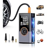 KUXISA Tire Inflator Portable Air Compressor, 150 PSI Air Pump with Digital Pressure Gauge, LED Light and Auto Shut-Off Function, Cordless Air Compressor for Car, Motorcycle, Bicycle, Ball