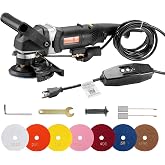 VEVOR Wet Polisher 800W, 4" Concrete Grinder with 6 Variable Speed and 7 Polishing Kits, Wet Grinder Machine for Marble, Granite, Stone, Rock, Tile, Equipped with a GFCI Switch, (700-3000 RPM)