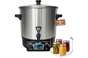 Electric Water Bath Canner 27 Quart Capacity, Knob Control Time & Temperature with LED Display Showing Real-Time and Preset T