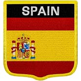 EmbTao Spain National Shield Flag Patch Embroidered Badge Biker Applique Iron On Sew On Emblem