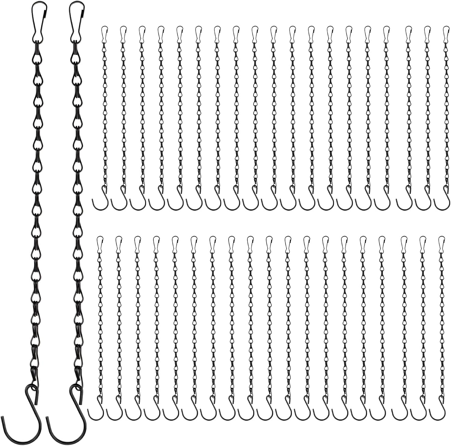Outdoor Hanging Brackets - MOUYAT 40 Pack 9.8 Inch Black Plant Hanging Chains, Heavy Duty Hanging Basket Chains with Hooks, Plant Hanger Extender Chains for Hanging Baskets, Bird Feeder, Wind Chime
