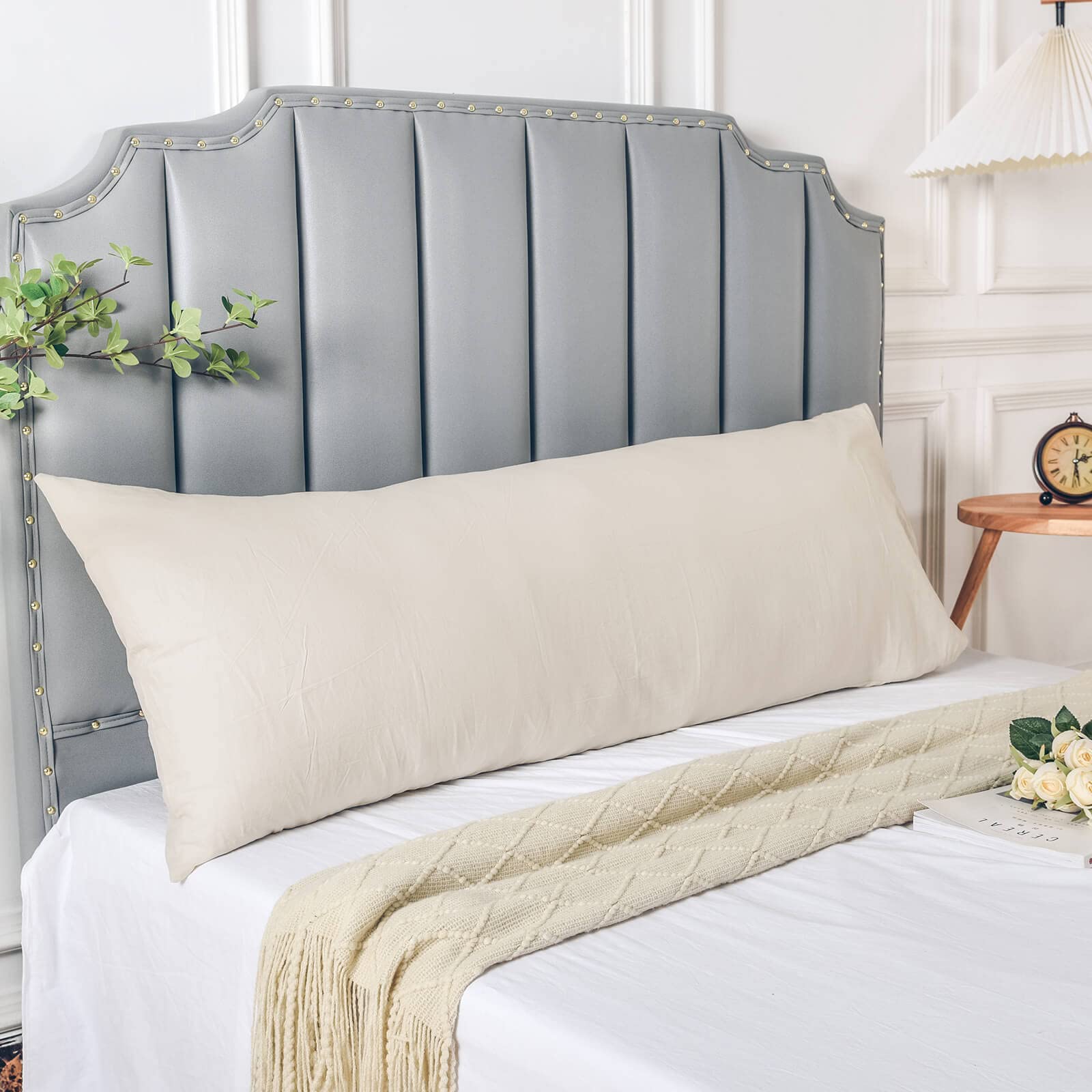 Photo 1 of NEXHOME PRO Body Pillow Pillowcase 100% Organic Cotton Pillow Cover, Envelope Closure Linen Feel Textured Natural, Soft and Durable, Premium Cooling Pillow Cases for Bed(20x54 inch, Cream)