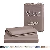 Bella Coterie Luxury Bamboo Viscose California King Size Duvet Cover Set | 100% Organically Grown | Corner Ties | Ultra Soft | Cooling | Two Pillow Shams | 106 x 94 | No Insert [Mocha]