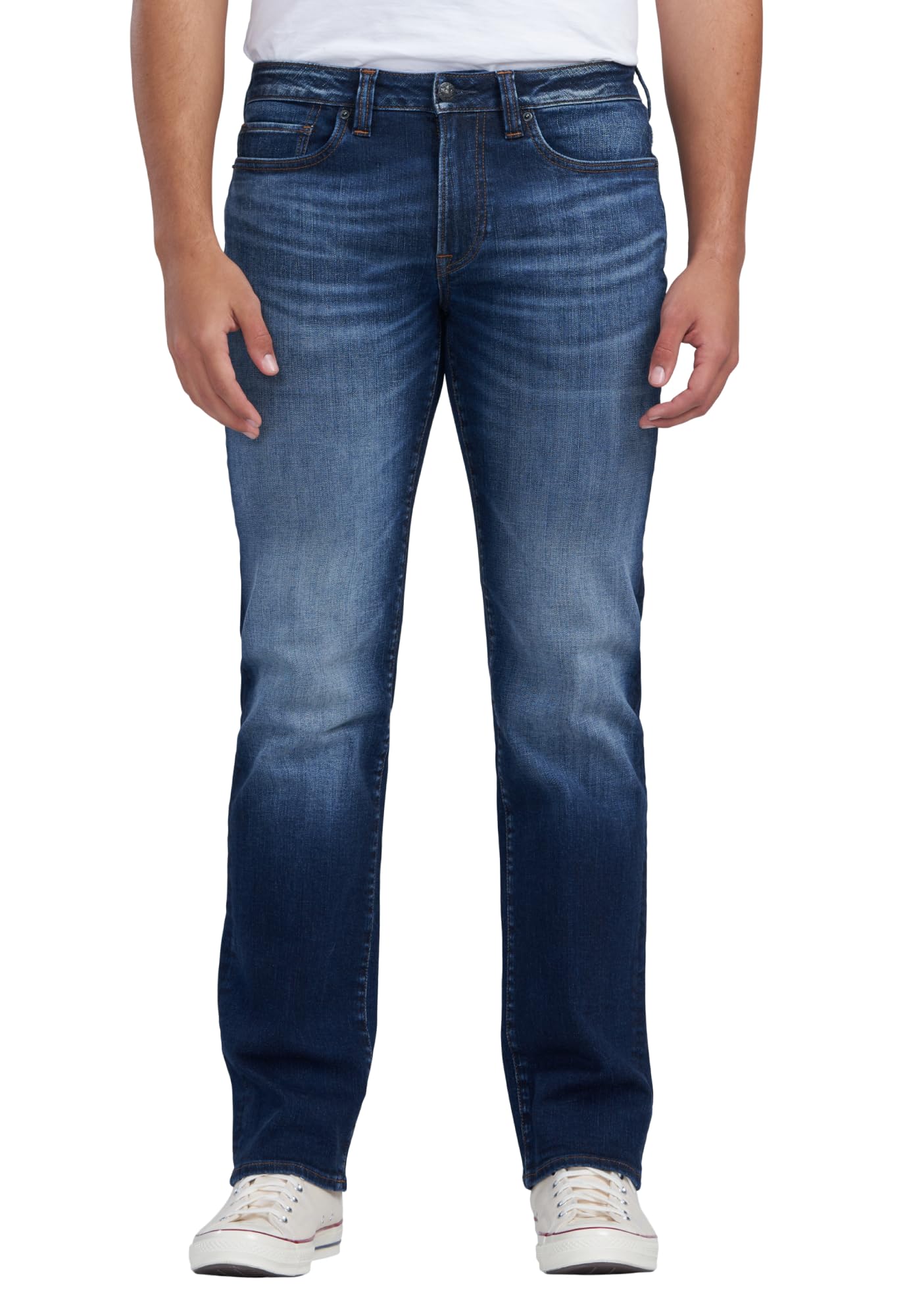 Buffalo David Bitton Men’s Relaxed Straight Driven Jeans, Crinkled Mid Blue1, 36 x 30