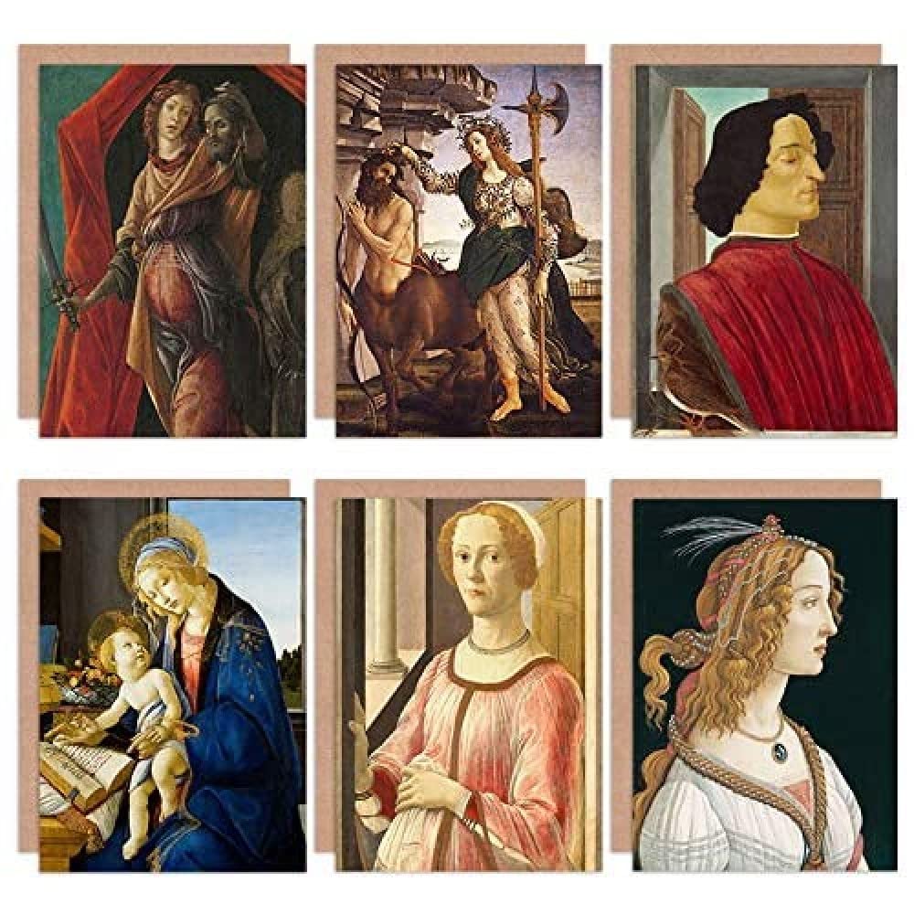 Artery8 Sandro Botticelli Nymph Portrait Madonna Holofernes Fine Art Greeting Card Pack of 6