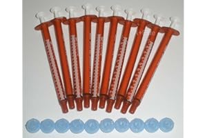 BAXA ExactaMed Oral Liquid Medication Syringe 1cc/1mL 10/PK Amber Medicine Dose Dispenser with Cap Exacta-Med Baxter Comar Latex Free
