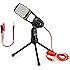 Microphone &agrave; condensateur avec tr&eacute;pied pour PC portable ordinateurs son enregistrement en Podcast Studio, parfait pour chat Skype MSN (Noir)