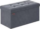 SONGMICS Storage Ottoman Foldable Foot Rest 38x76x38 cm Slate Grey LSF247G51