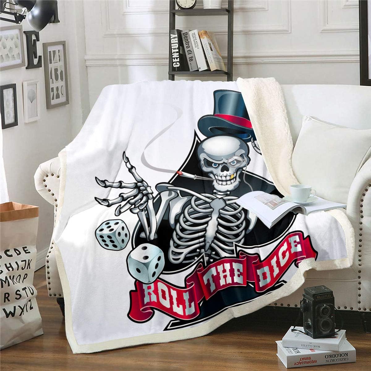 Sugar Skull Blanket Throw Skeleton Bones Sherpa Throw Throw