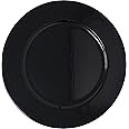 Ms Lovely Metallic Foil Charger Plates - Set of 6 - Made of Thick Plastic - Black