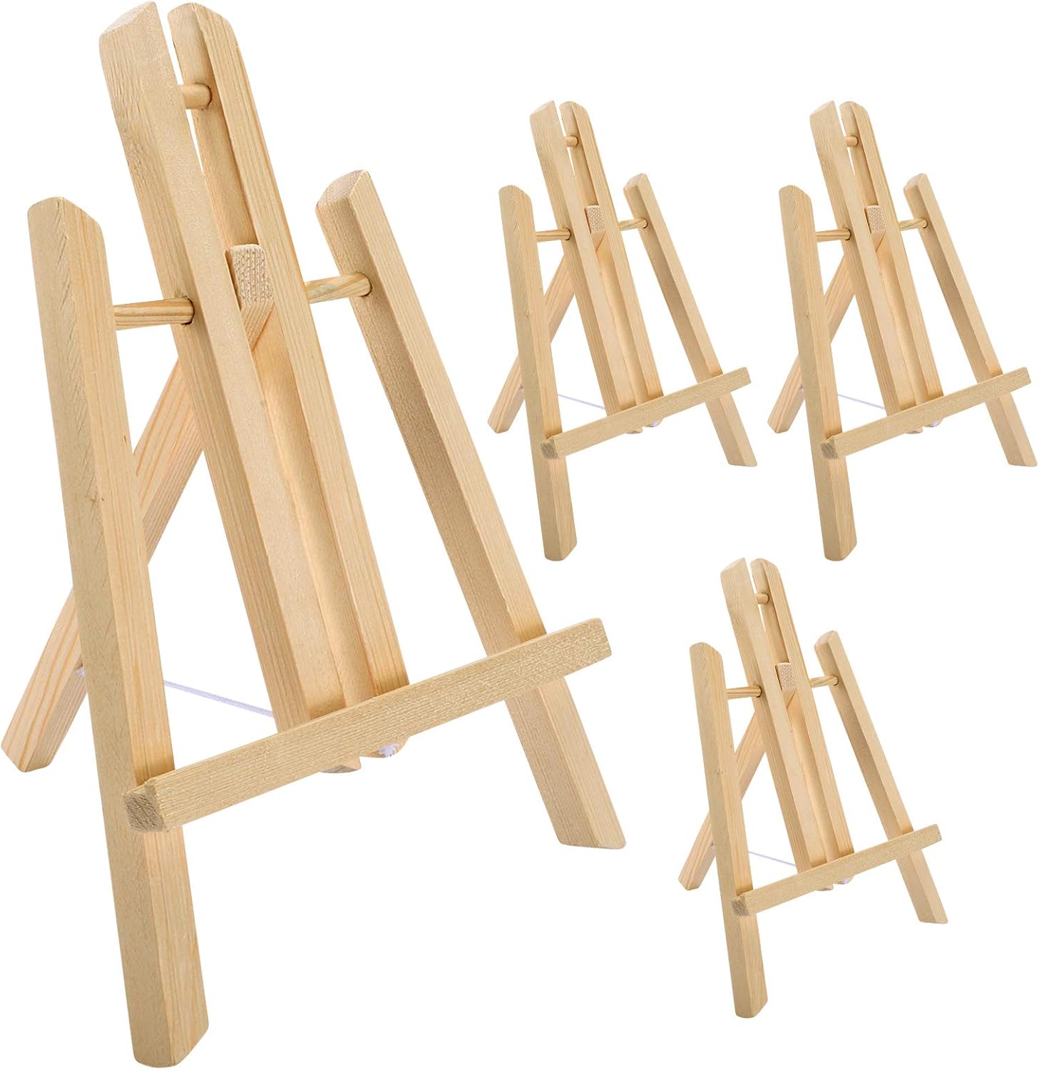 Jekkis 12" Wooden Easel, 4 Packs Tabletop Display Easels for Painting Canvas, Art Craft Easel Stand for Artist Adults Students Classroom